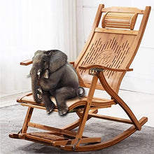 Patio Rocking Chair Wooden Chair Folding Recliner Foldable Sun Lounger Chairs,Comfort Bamboo Rocking Chair Ergonomic Patio Chaise Lounge Deck Chair