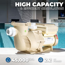 XtremepowerUS SuperFlow Variable Speed High-Flo Pool Pump In-Ground Swimming Pool Energy Efficient 230V, 1-1/2” & 2” Adapter Build-in Timer Control Panel (2.2, Horsepower)