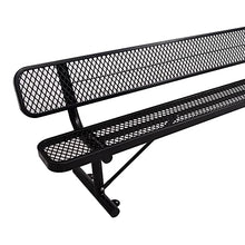Heavy Duty Metal Park Bench for Outside, Outdoor Garden Benches with Backrest & Portable Frame, Expanded Metal Mesh Bench for Shopping Malls, Lawn, Park, Deck, Patio, Porch (Black, 8FT/96INCH)