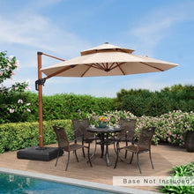 OROTLECT 120'' Round Wood Pattern Cantilever Umbrella,Beige