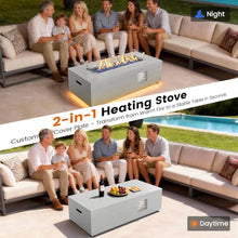 42" Rectangular Outdoor Propane Fire Pit Table with LED for Outside Patio