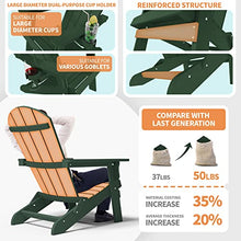YEFU Foldable Oversized Adirondack Chair Set of 4 with Cup Holder, Weather Resistant, Green