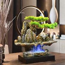 Tabletop Fountains Tabletop Water Fountain Rock Falls Fountains Indoor Waterfall Fountain Tabletop Fountains Chinese Artificial Bonsai Interior Decorations with LED Light Desktop Water Fountain (Size