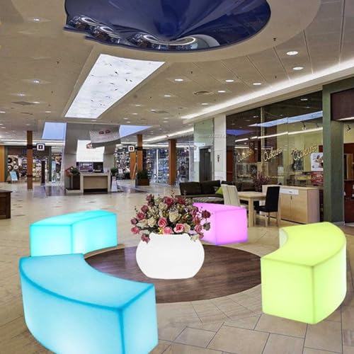 LED Illuminated Garden Bench, Outdoor Curved Benches ,Park Leisure Bench, Patio Porch Chair Furniture ,For Garden, Park, Porch, Yard, Deck, Store, Bar ( Color : 4pc , Size : 120*40*40cm/47*15.7*15.7in