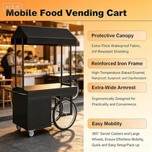 Mobile Food Cart with Canopy & Wheels, Portable Serving Station for Outdoor Party, BBQ & Tailgating, 6 Colors Metal Concession Stand for Sale with Drawer & Storage Cabinet(Orange,100cm/39in)