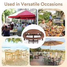 Zevemomo Round Picnic Table Wood for 10 People, Brown