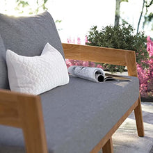 Modway Brisbane Modern Teak Wood Fabric Patio Loveseat Natural Gray