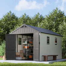 Patiowell 8x12 FT Resin Outdoor Storage Shed with Floor, Beige