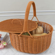 OOAYDYWO Rattan-like Iron Rack Basket, Plastic Rattan Flower, Shopping