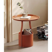 CHmrfvqtus Couch Side Table Nordic Sofa Side Table Saddle Leather Living Room Home Balcony Storage Small Round
