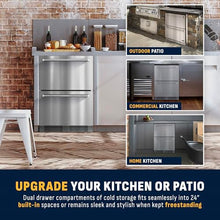 NewAir 24” Dual Zone Outdoor Beverage Fridge and Freezer | Freestanding or Built-In Under counter Refrigerator for Outside Patio | Dual Drawers that Refrigerate and Freeze | Stainless Steel