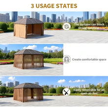 10' X 13' Hardtop Gazebo with Curtains and Netting, Outdoor Patio Metal Gazebo Canopy Pavilion with Steel Roof Ceiling Hook