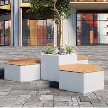 Outdoor Planter Box Flower Trough Combination with 3 Rest Benches(XS)