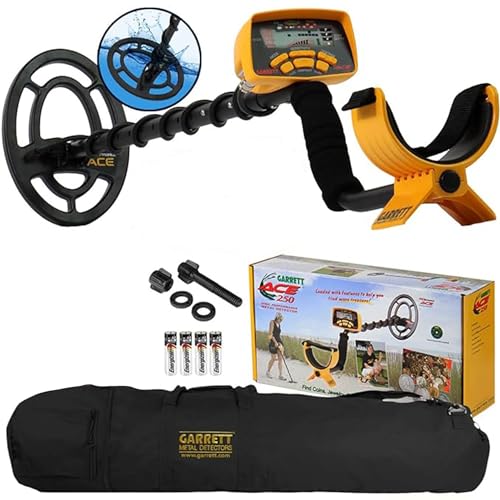 Garrett ACE 250 Metal Detector Bundle – Electronic Pinpointing, 5 Search Modes, Accept/Reject Discrimination, Depth Indicator, Includes Carry Bag