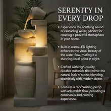 42.52" Outdoor Garden Water Fountain with Lights, 4 Tiers Water Feature