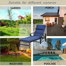 LOKATSE HOME Patio Chaise Lounge Chairs Set of 4 Adjustable with Cushion and Pillow Blue