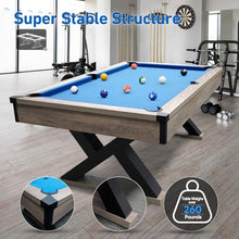 KEIKI 84" Billiard Table Rustic Blond Finish Royal Blue Cloth