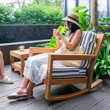 Cambridge Casual Newport Deep Seating Rocking Chair with Stripe Cushion, Removable Cushion, Perfect for Poolside, Backyard, Balcony, or Sunroom