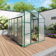 Walk-in Greenhouse with Adjustable Roof and Built-in Gutter System for Backyard, Lawn, Outdoor Plant Tent with Aluminum Alloy Frame and Sliding Door for Growing Plants, Flowers
