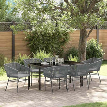 FUDUGEHMIOFWFJJ 7-Piece Outdoor Dining Set with Cushions, Grey Patio Furniture Set with Tempered Glass Table, Modern Garden Table and Chairs for Balcony, Backyard, Porch