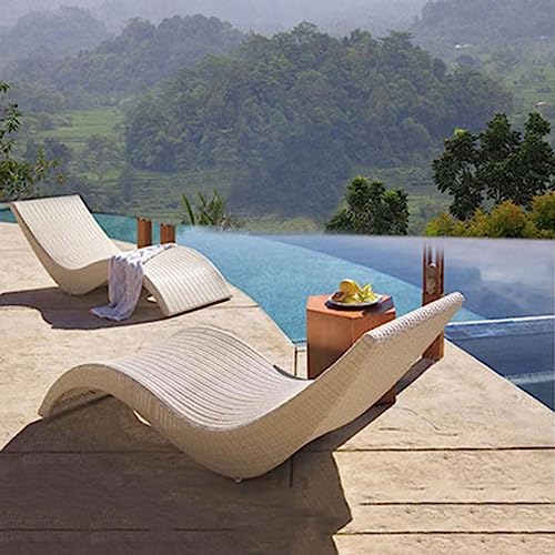 EESHHA S-Shaped Outdoor Lounge Chairs, Poolside Deck Chairs, Balcony Rattan Deck Chairs, Beach Chairs, Swimming Pool Deck Chairs, Lunch Break, Leisure Villa Furniture H