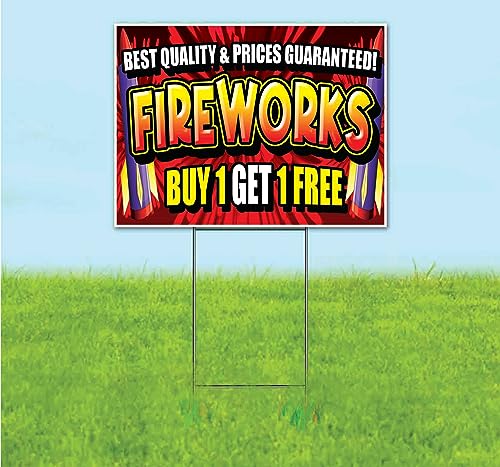 TampaPrinting Fireworks Yard Sign 18" x 24" with Metal Stake