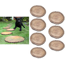Round Decorative Wood Effect Garden Stepping Stone, Outside Log Texture Paving Stones Kits, Rustic Dimensional Foot Stone for Walkway Garden Pathway, Lawn Yard Home(7PCS)