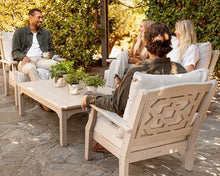 Martha Stewart by POLYWOOD® Chinoiserie Deep Seating Loveseat in Slate Grey/Midnight Linen