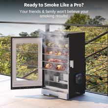 EAST OAK 30" Electric Smoker for Outdoors | Built-in Meat Probe & Clear Viewing Window | Side Chip Loader for 6x Longer Uninterrupted Smoking | 725 sq in Cooking Area for Bigger Batches, Night Blue