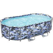 Bestway: Steel Pro Max - Oval Swimming Pool Set - 14' x 8'2" x 39.5, Blue Camo - Above Ground, Tritech Construction, Filter Pump, Ladder, 1,915 Gal.