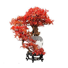 YXIANG56Q Fake Plants Artificial Plant Welcoming Pine Bonsai Red Maple Leaf Fake Tree Micro Landscape Chinese Home Office Decoration 23.6in Inches Bonsai Tree