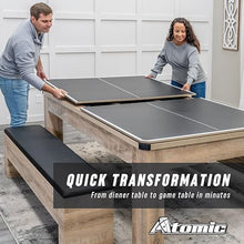 Atomic Hampton 3-in-1 Combo Table - Billiards, Ping Pong, Dining - Premium Black Felt, XL Bench - Tan