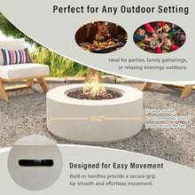 Merax 38.2" Round MGO Outdoor Propane Fire Pit, with Faux Stone Finish, Outside Fire Pit Table with 50000 BTU, Steel Burner, Lava Rocks, Waterproof Cover, Suitable for Patio, Backyard, Poolside