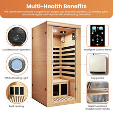 27.5" 1020W Canadian Hemlock Single Person Far Infrared Sauna Room, Mini Indoor Sauna Cabin with Epoxy Board Heating, White Tube Light, Oxygen Bar, 100kg Seat Capacity, Compact Home Wellness Space