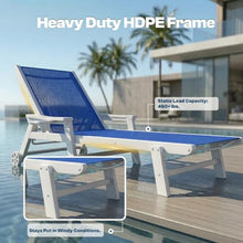 Outdoor HDPE Chaise Lounge Chairs Set of 4, Textilene Pool Loungers