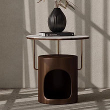 Coffee Table Round End Table, End Table, Nightstand, Small Coffee Table, 2 Tier Decorative Table, Sofa Table for Small Spaces, Living Room, Bedroom, Balcony Table auxi