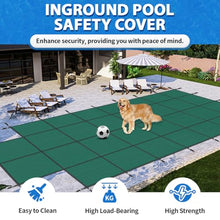 iCOVER Inground Pool Safety Cover, Fits 16x32ft Rectangular Pools with 4x8ft Center End Step, Winter Pool Covers for Inground Pools, Safety Pool Covers, Triple Stitched High Strength, Green