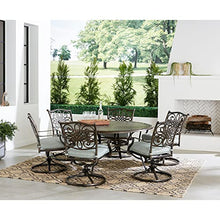 Hanover Renditions 7 Piece Outdoor Dining Set with 60" Round Table and Swivel Chairs Mist