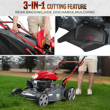 173CC Self Propelled Gas Lawn Mower with Bag[Foldable] - Easy Start, 3 in 1 Multi Functional Gas Powered Push Lawn Mower with 60L Grass Tank for Yard Garden, Self-Propelled Rear Wheel System, 20 Inch