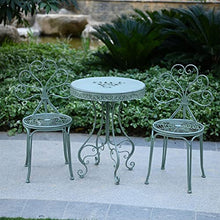 FKTHYO Outdoor Patio Bistro Dining Furniture Set with 2 Chairs and Side Table White/Green Color Options Pastoral Iron Art End Table Portable Picnic Tables for Indoor/Outdoor Use,Green