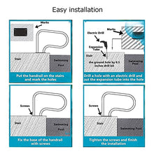 Pool Rail Swimming Pool Handrail Pool Railing Stainless Steel Rustproof Pool Handrail Humanized with Blue Grip Cover & Drill Bit Screws