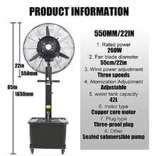 CUTPOIY Heavy Duty Outdoor Misting Fan 26in - Portable Industrial Spray Fan with 11 Gal Tank for Restaurants, Gyms, Warehouses - Large Pedestal Cooling Solut, 550mm/22in