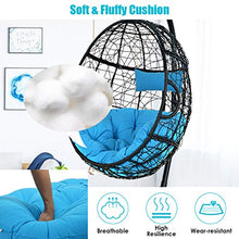 Giantex Hanging Egg Chair, 36.5-Width Oversized Swing Chair with C-Hammock Stand Set, Hammock Chair with Soft Seat Cushion & Pillow, Multifunctional Hanging Chairs for Outdoor Indoor Bedroom (Blue)