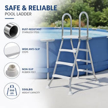 AIBOTY 52 Inch Versatile Stainless Steel A Frame Above Ground Swimming Pool Ladder with Heavy Duty Plastic Double Sided Steps, 550 lbs Capacity,5 Step for 63 in