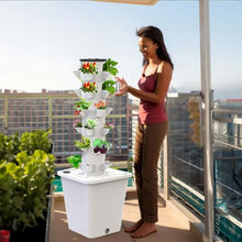 Tower Garden Hydroponics Growing System, 20-30-Plant Indoor Vertical Garden with LED Timing Grow Light, Nursery Germination Kit with Pump and Movable Water Tank (No Seedlings Included) ( Color : Gris