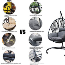 Wicker Swing Egg Chair,Foldable Wicker Rattan Hanging Egg Chair with Stand, Swing Chair with Cushion and Pillow, Lounging Chair for Indoor Outdoor Bedroom Patio Garden (Egg Chair) (Egg Chair)
