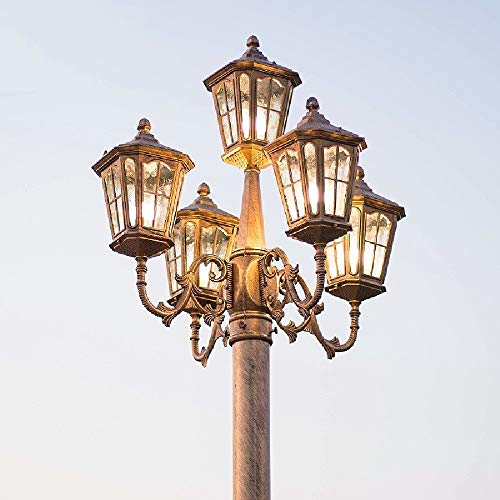 Outdoor Lamp Post Light,5-Heads European Victorian Traditional Victorian Outdoor Street Light Victorian Retro Landscape Post Lamp Villa Cour(H2.5cm)