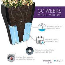 Crescent Garden TruDrop Rim Modern Self Watering Planter with Water Level Indicator, Indoor/Outdoor Weather-Safe Round Plant Pot, Grow Healthy Plants & Flowers - 26" W (Midnight)