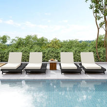 Merax Acacia Wood Chaise Lounge Chair Outdoor Set of 4, Patio Recliner with 4 Position Adjustable Backrest and 4" Thick Double-fold Cushion