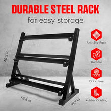 StrengthUSA Rubber Hex Dumbbell Set with Rack 450 lbs Black